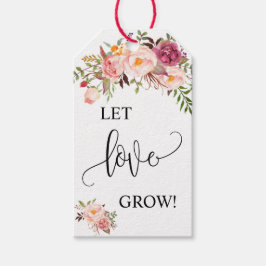 Let Love Grow plant cadeau roze bloemenbruiloft gu Cadeaulabel