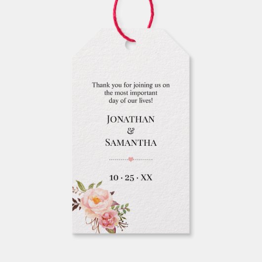 Let Love Grow plant cadeau roze bloemenbruiloft gu Cadeaulabel (Achterkant)