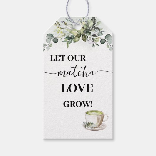 Let Love Grow Plant Gift Eucalyptus Matcha Favor Cadeaulabel (Voorkant)