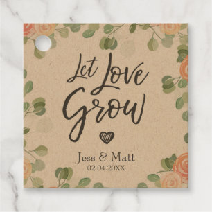 Let Love Grow Rustic Floral Greenery Boho Kraft Bedankjes Labels