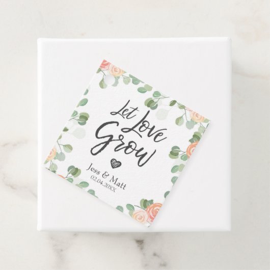 Let Love Grow Rustic Floral Greenery Boho Kraft Bedankjes Labels (In situ)