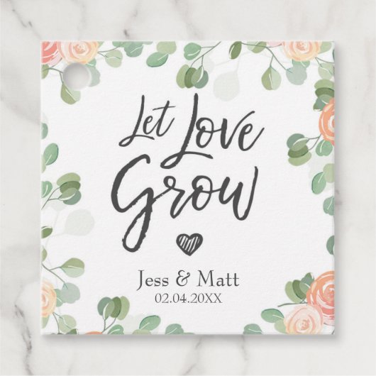 Let Love Grow Rustic Floral Greenery Boho Kraft Bedankjes Labels (Voorkant)