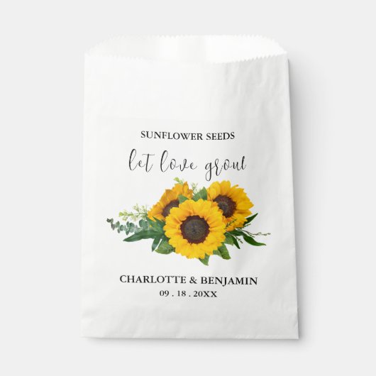 Let Love Grow Rustic Sunflower Seed Wedding Bedankzakje (Voorkant)