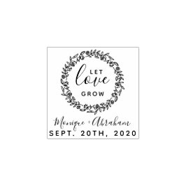 Let Love Grow | Rustieke botanische krans bruiloft Rubberstempel