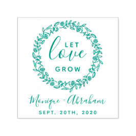 Let Love Grow | Rustieke botanische krans bruiloft Zelfinktende Stempel