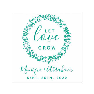 Let Love Grow | Rustieke botanische krans bruiloft Zelfinktende Stempel