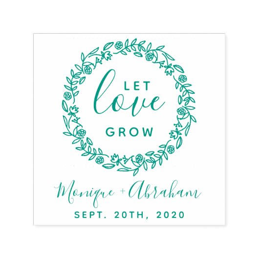 Let Love Grow | Rustieke botanische krans bruiloft Zelfinktende Stempel (Design)