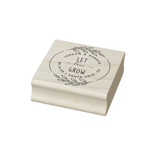 Let Love Grow | Rustieke met de hand getekende len Rubberstempel (Stempel)