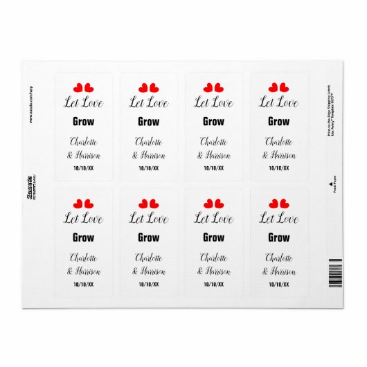 Let Love Grow Seed Packet Weddenschap Favor Label (Full Sheet)
