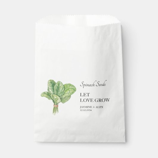 Let Love Grow | Spinazie Zaad Bruiloft Favor Bag Bedankzakje (Voorkant)