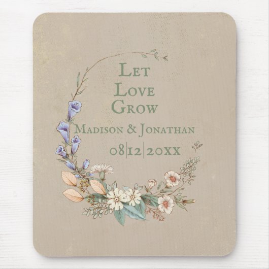 Let Love Grow Wedding Stats Floral Whimsy  Muismat (Voorkant)