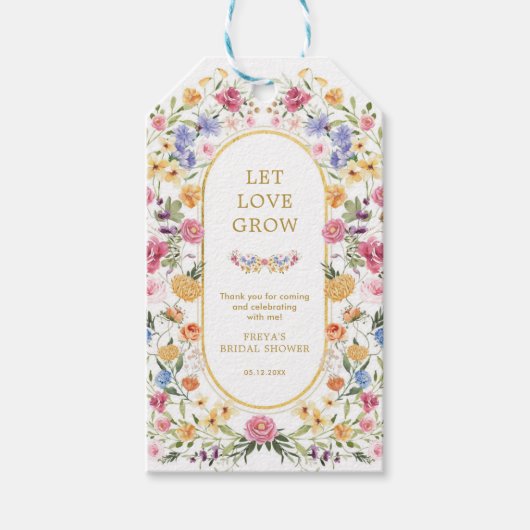 Let Love Grow Wildflower Garden Vrijgezellenfeest Cadeaulabel (Voorkant)