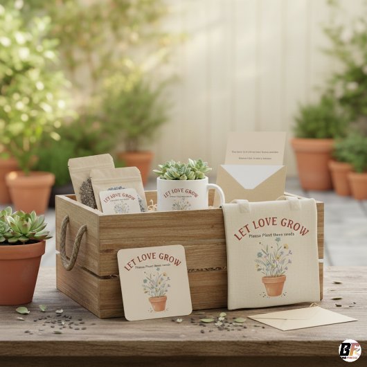 Let Love Grow Wildflower Seed Packet Rustic Weddin Vierkante Sticker