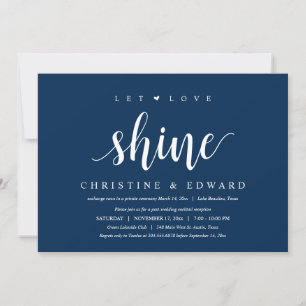 Let Love Shine, Modern Post Wedding Elopement Invi Kaart
