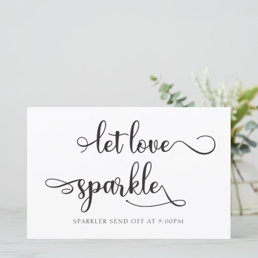 "Let love sparkle" Black sparkler Weddenschap (Staand voorkant)