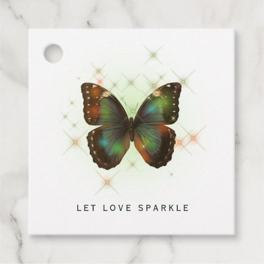 Let Love Sparkle Butterfly and Lace Wedding Bedankjes Labels (Voorkant)