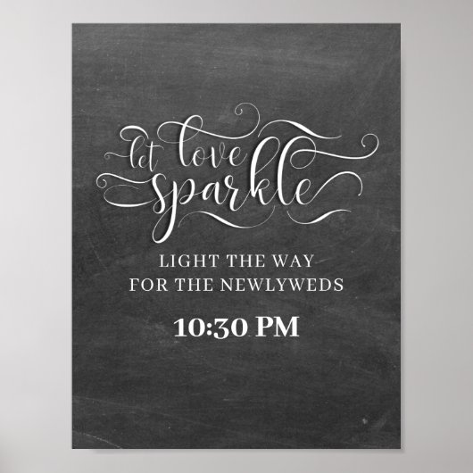 Let Love Sparkle Chalkboard Wedding Sign Poster (Voorkant)