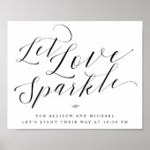 Let Love Sparkle Elegant Calligraphy Wedding Sign Poster (Voorkant)