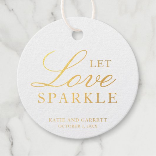 Let Love Sparkle Elegant Gold Foil Wedding Bedankjes Labels (Voorkant)