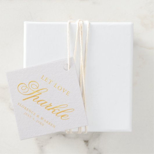 Let Love Sparkle Elegant Gold Foil Wedding Bedankjes Labels (Met doos)