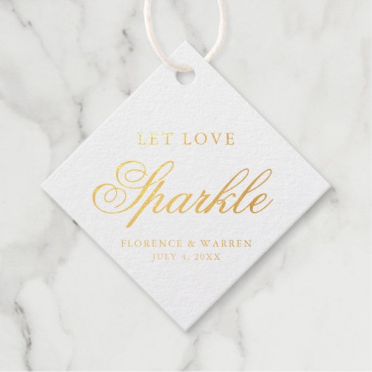 Let Love Sparkle Elegant Gold Foil Wedding Bedankjes Labels (Voorkant)