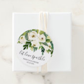 Let Love Sparkle Elegant White Floral Wedding Bedankjes Labels (In situ)