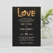 Let Love Sparkle Gold Confetti Modern Wedding Kaart (Staand voorkant)