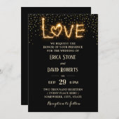Let Love Sparkle Gold Confetti Modern Wedding Kaart (Voorkant / Achterkant)