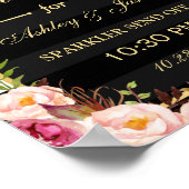 Let Love Sparkle Gold Floral Stripes Wedding Sign Poster (Hoek)