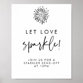Let Love Sparkle Modern Black Calligraphy Wedding Poster