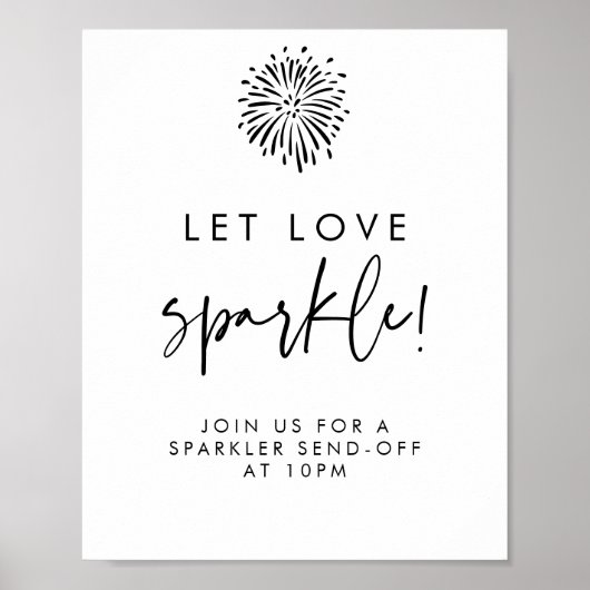 Let Love Sparkle Modern Black Calligraphy Wedding Poster (Voorkant)
