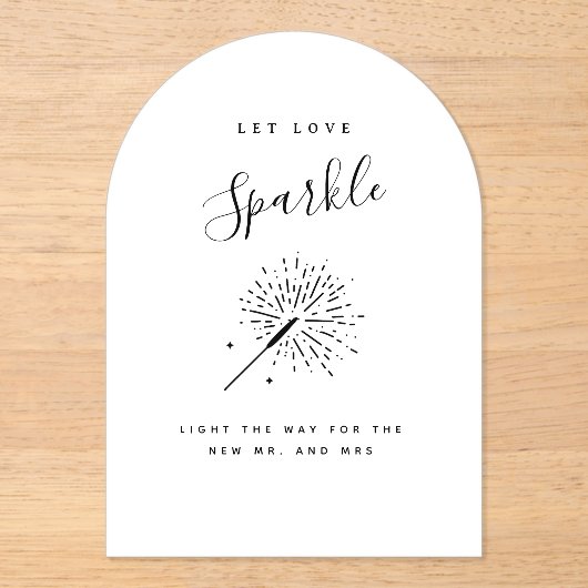 Let Love Sparkle Modern Minimalist Wedding  Acryl Uitnodigingen (Voorkant)