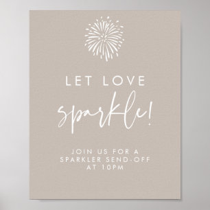 Let Love Sparkle Modern Taupe Calligraphy Wedding Poster