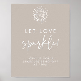 Let Love Sparkle Modern Taupe Calligraphy Wedding Poster