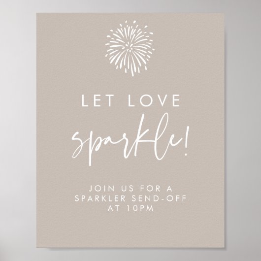 Let Love Sparkle Modern Taupe Calligraphy Wedding Poster (Voorkant)