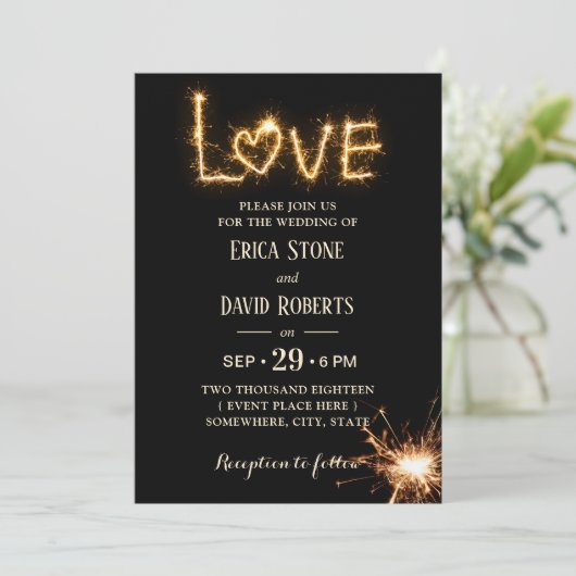 Let Love Sparkle Modern Wedding Kaart (Staand voorkant)