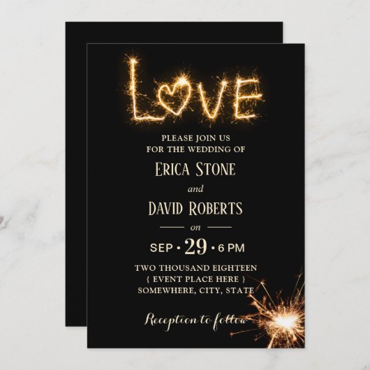 Let Love Sparkle Modern Wedding Kaart (Voorkant / Achterkant)