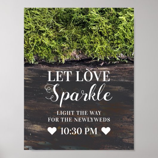 Let Love Sparkle Rustic Country Wedding Sign Poster (Voorkant)