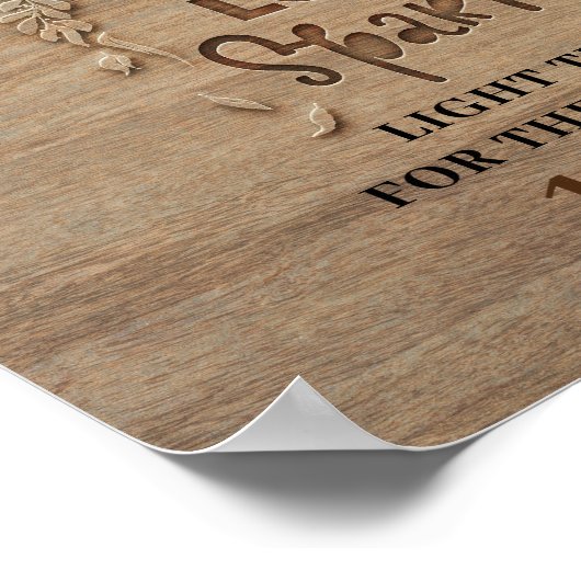 Let Love Sparkle Rustic Wood Wedding Sign Poster (Hoek)