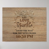 Let Love Sparkle Rustic Wood Wedding Sign Poster (Voorkant)