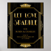 Let Love Sparkle Wedding Sign | Gatsby Art Deco Poster (Voorkant)