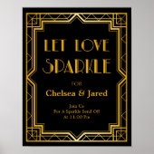 Let Love Sparkle Wedding Sign | Gatsby Art Deco Poster (Voorkant)