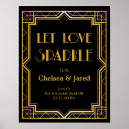 Let Love Sparkle Wedding Sign | Gatsby Art Deco Poster