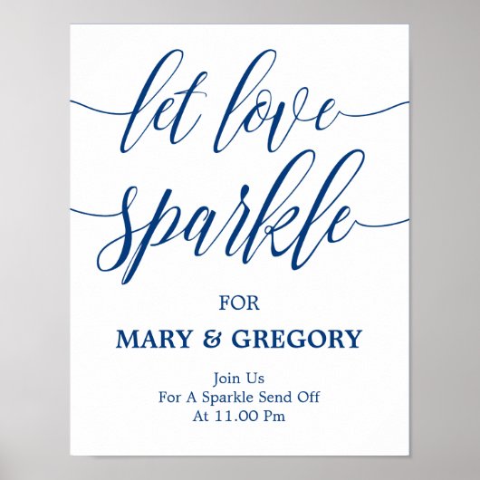 Let Love Sparkle Wedding Sign Navy Blue Poster (Voorkant)