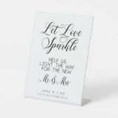 Let Love Sparkle, Wedding Sparkler Sign Reclamebord Met Voetstuk (Voorkant)