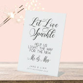 Let Love Sparkle, Wedding Sparkler Sign Reclamebord Met Voetstuk