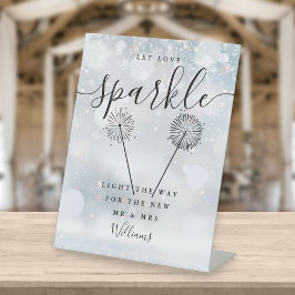Let Love Sparkle Winter Black Signature Script Reclamebord Met Voetstuk
