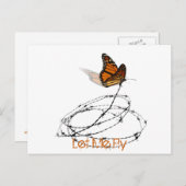 Let Me Fly - Vlinder gevangen in prikkeldraad Briefkaart (Voorkant / Achterkant)