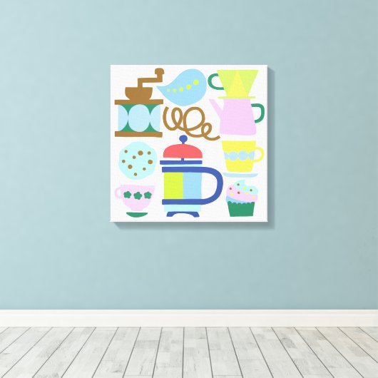 LET MEET VOOR KOFFIE Canvas Print (Insitu (Houten vloer))