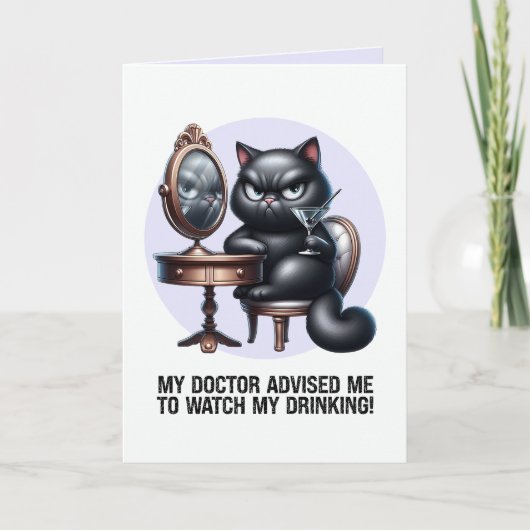 Let Mijn Drinken Grappige Zwarte Kat Kaart (Voorkant)